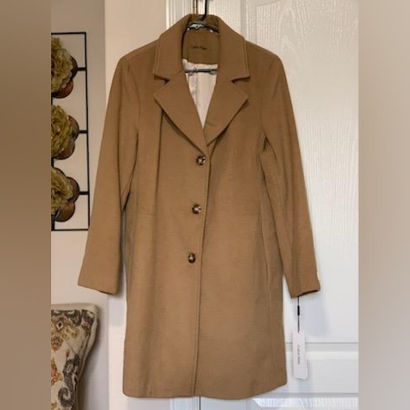 Calvin Klein Womens Classic Cashmere Wool Blend Coat - Picture 2 of 10